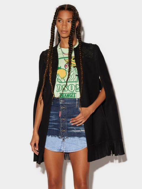 DSQUARED2 FRINGED TULIP CAPE