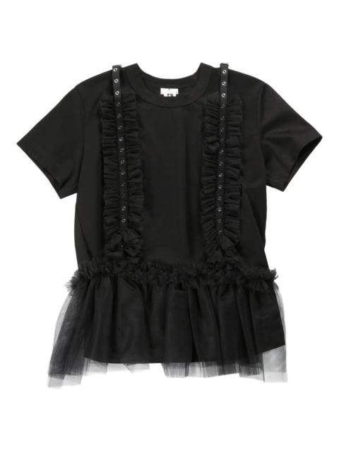 Noir Kei Ninomiya Cotton Ponte X Tulle T-Shirt