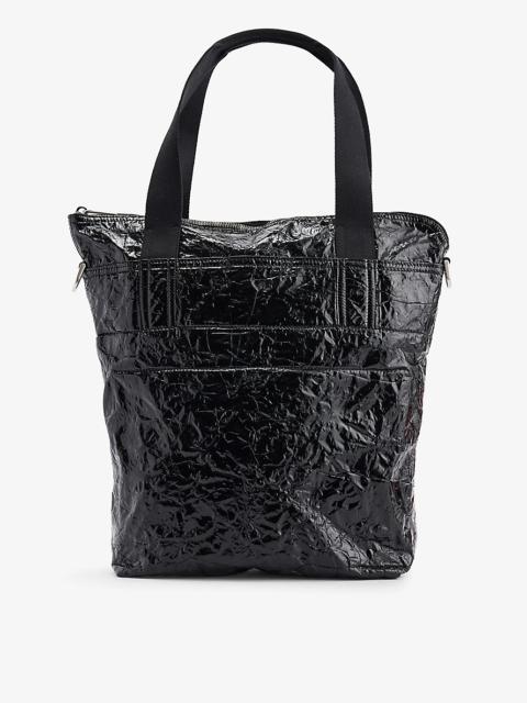 Messenger crinkled-texture coated-neoprene tote bag