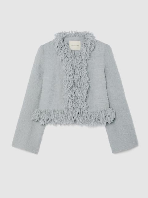 LIBEROWE CROPPED FRINGE JACKET IN ICE BLUE