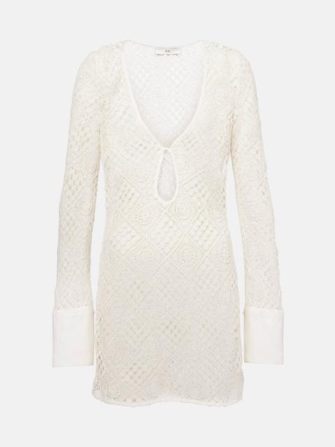 SIR. Rayure crochet cotton minidress