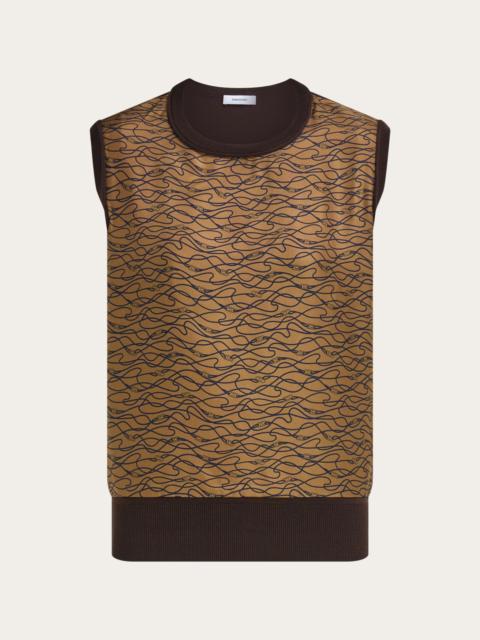 FERRAGAMO Knitted top with silk panel detail