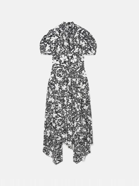 Stella McCartney Forest Floral Print Silk Puff Sleeve Dress