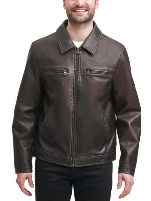 Faux Leather Zip-Up Jacket