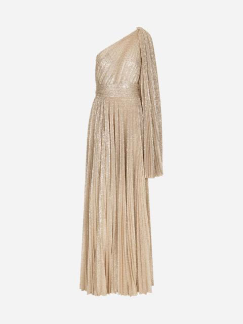 Dolce & Gabbana Long one-shoulder dress with multi-colored sequins