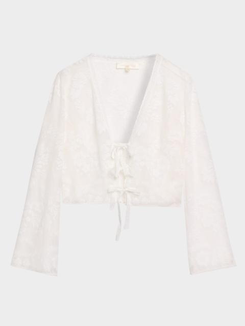 LoveShackFancy Stacellea Floral Tie-Front Top