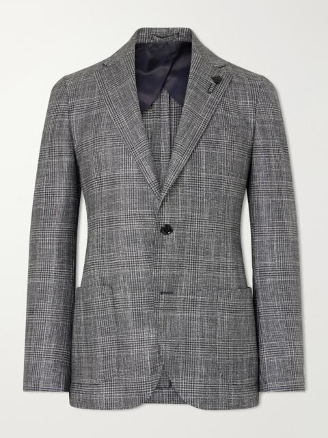LARDINI Prince Of Wales Checked Wool, Silk and Cashmere-Blend Blazer