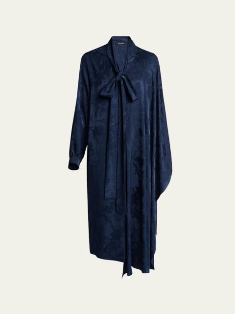 BALENCIAGA Floral Jacquard Long-Sleeve Maxi Scarf Dress