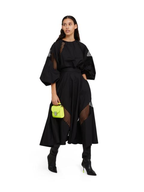 MSGM Cotton midi skirt with mesh details