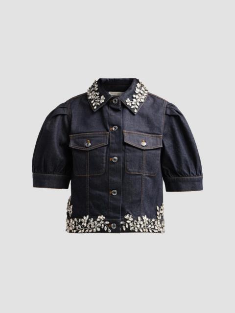 RAMY BROOK Women's Hailey Embellished Denim Crop Shirt - Dark Ink