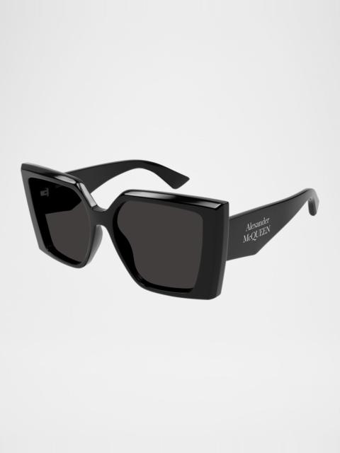 Alexander McQueen Square Logo-Print Acetate Sunglasses