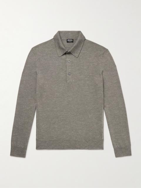 ZEGNA Silk, Cashmere and Linen-Blend Polo Shirt