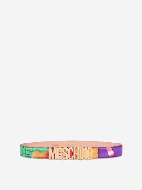 Moschino PRINTED CALFSKIN BELT