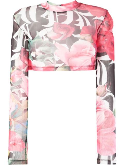 トップス Chopova Lowena Angeliaflocked longsleeve Chopova Lowena Angelia Flocked long-sleeved Top | Red