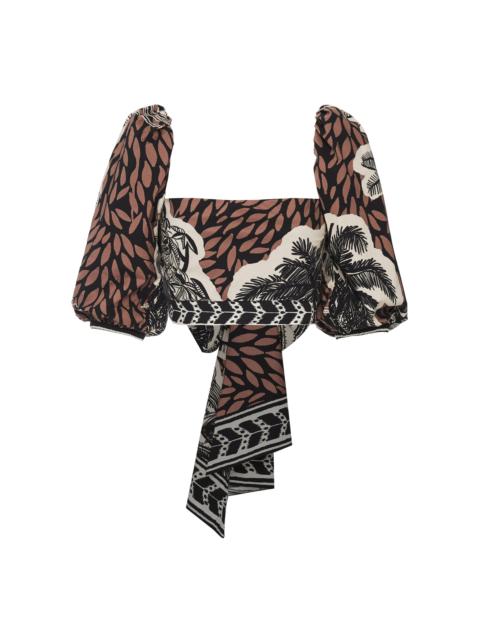 Johanna Ortiz Paraiso Natural Cotton Cropped Top print