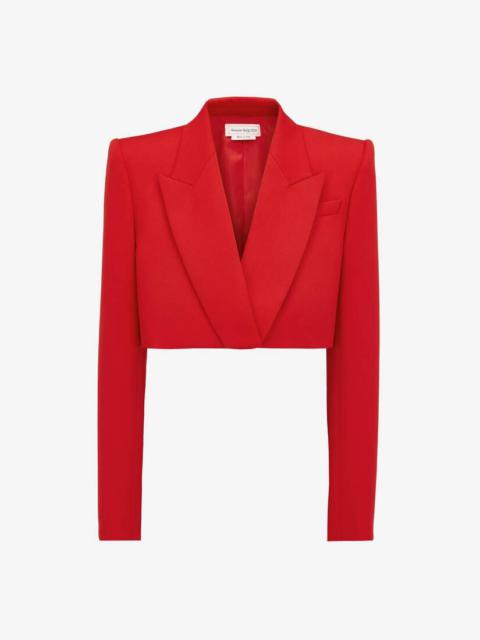 Alexander McQueen Women's Cropped Tuxedo Jacket in Lust Red