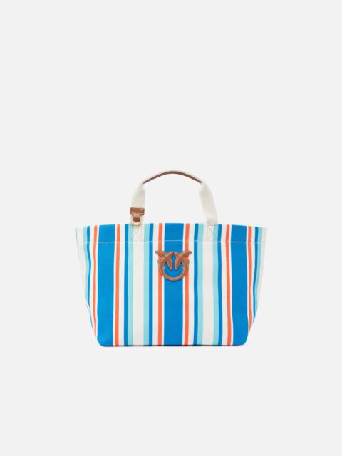 PINKO MEDIUM SHOPPER BAG IN STRIPED CANVAS