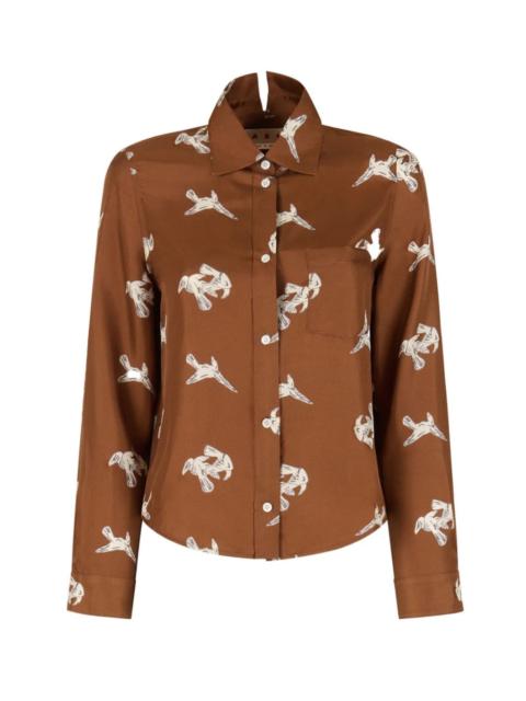 Marni RAVENS SILK TWILL PRINTED BLOUSE