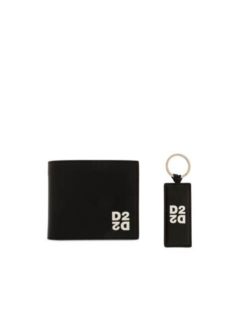 DSQUARED2 logo-print wallet and keyring set
