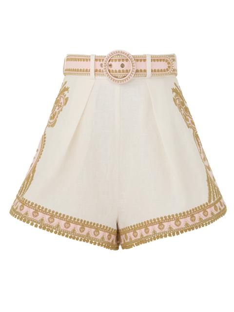 Zimmermann WAVERLY EMBROIDERED TUCK SHORT