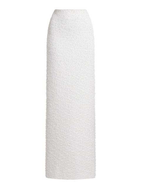 BALENCIAGA Cotton Tweed Maxi Column Skirt white