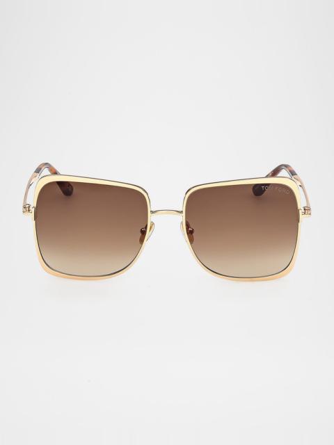TOM FORD Tara Square Metal Sunglasses