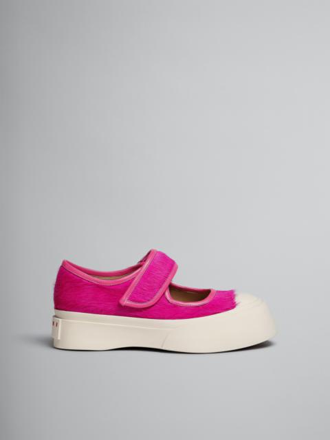 Marni FUCHSIA LONG-HAIR CALFSKIN MARY JANE SNEAKER