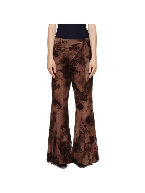 ANNA SUI Brown Dahlia Tulle Lounge Pants