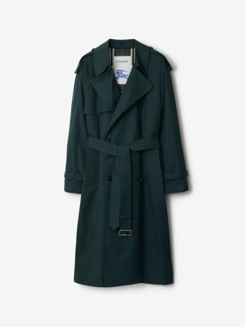 Long Cotton Blend Trench Coat