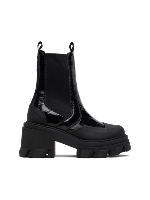 GANNI Black Cleated Heeled Mid Chelsea Boots