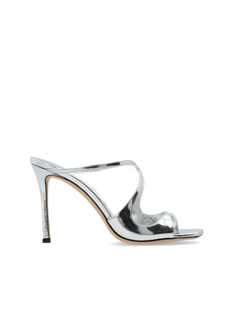 JIMMY CHOO 95mm Anise metallic leather mules
