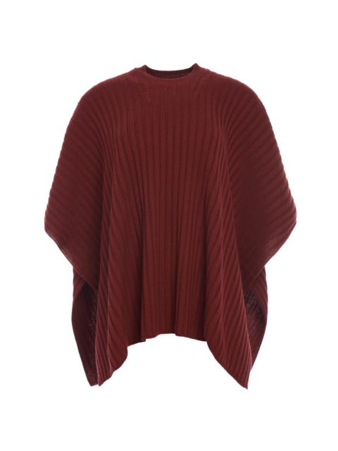 GABRIELA HEARST Baron Knit Cropped Poncho in Burnt Sienna Merino Wool Cashmere