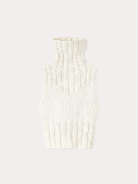 Hand-knitted wool top buttercream