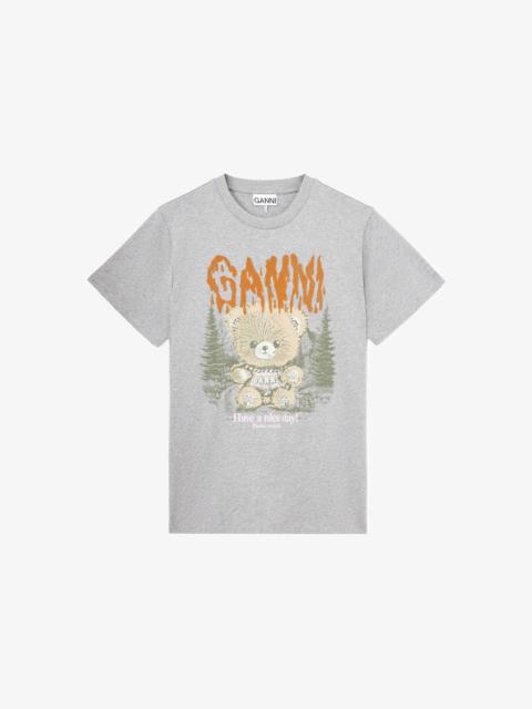 GANNI T-SHIRT WITH FOREST TEDDY