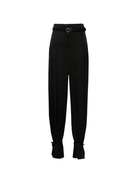 belted-ankles pleated trousers