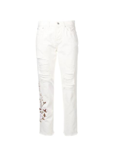 Off-White distressed flowers jeans