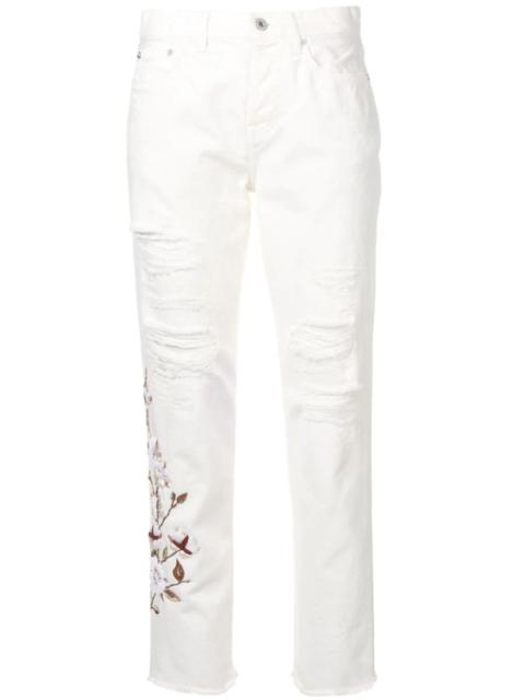 Off-White distressed flowers jeans