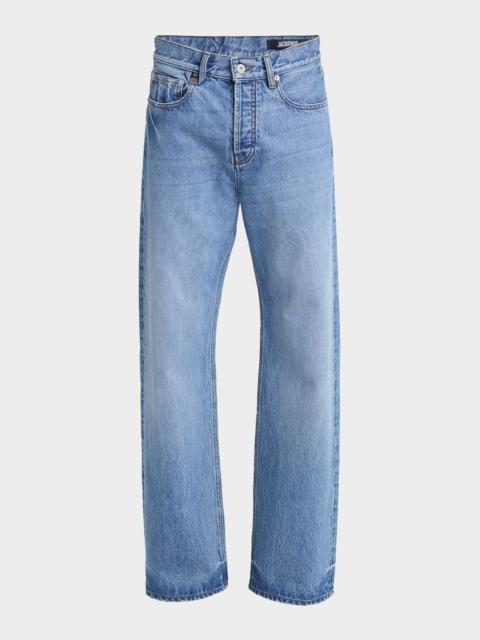 JACQUEMUS Men's Stonewashed Denim Straight-Leg Jeans