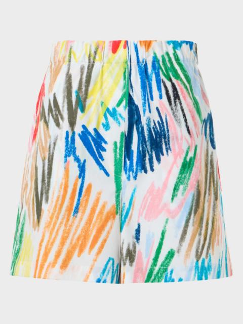 AKRIS Frey Scribble-Print Cotton Shorts