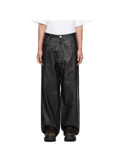 VETEMENTS Black Distressed Leather Pants
