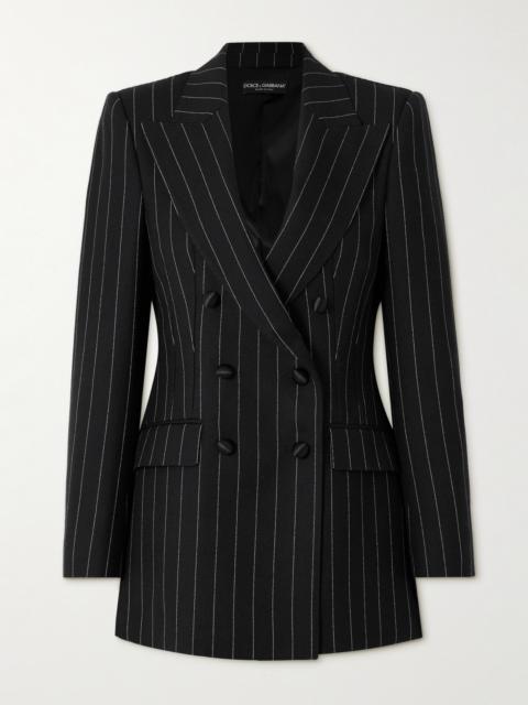 Dolce & Gabbana Double-breasted Pinstriped Wool-blend Blazer