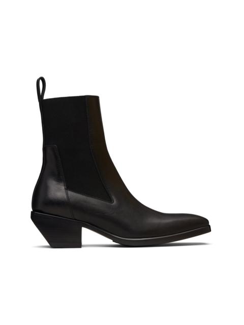 Rick Owens Black Concordians Heeled Sliver Chelsea Boots