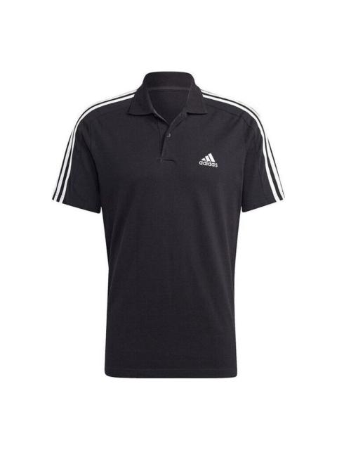 adidas adidas Essentials Piqu Embroidered Small Logo 3-Stripes Polo Shirts 'Black' IC9310