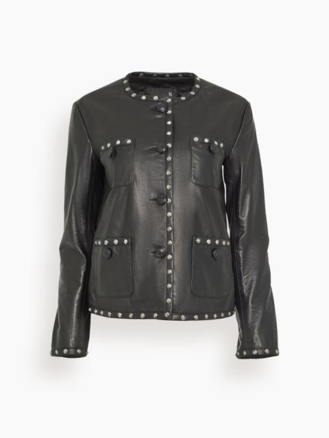 Cropped Slouch Jacket in Black Leather