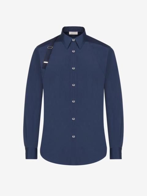 Men's Selvedge Tape Harness Shirt in Ink Blue