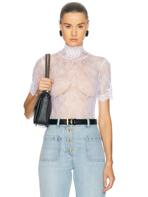 Valentino Lace Jersey Bodysuit Top