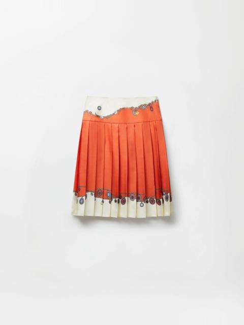 VERSACE Printed Twill Silk Midi Skirt