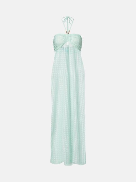 MELISSA ODABASH Mila semi-sheer halterneck maxi dress