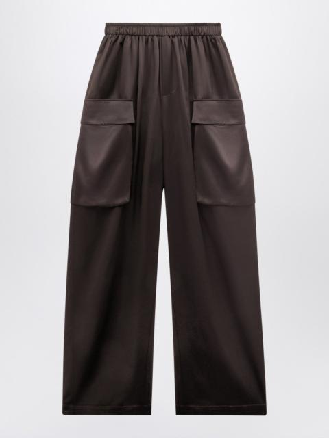 The Frankie Shop Dark brown Delny satin cargo trousers