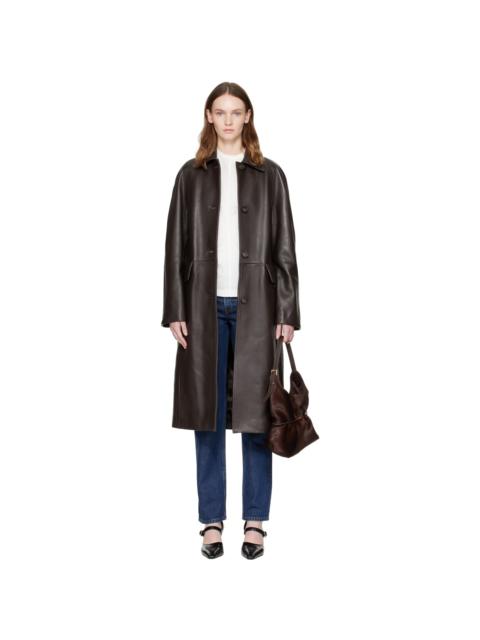 TOTEME Brown Raglan Leather Coat